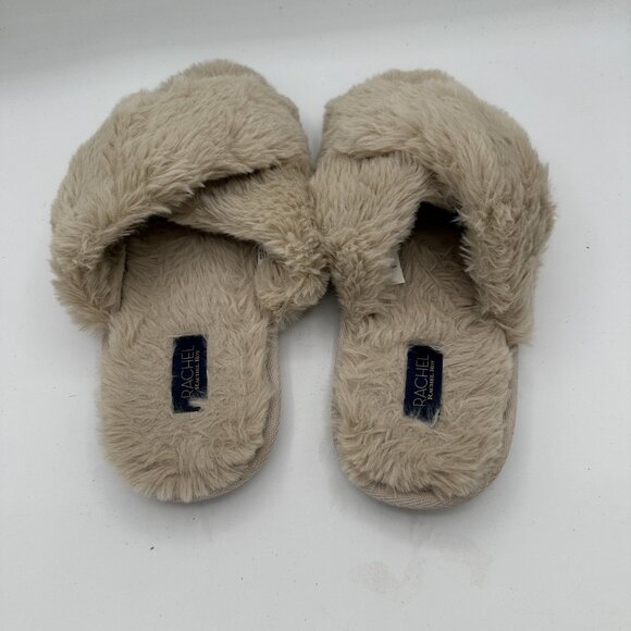 Rachel Roy Beige Faux-Fur Crossband Slippers Women's Medium (7-8) - Picture 4 of 5